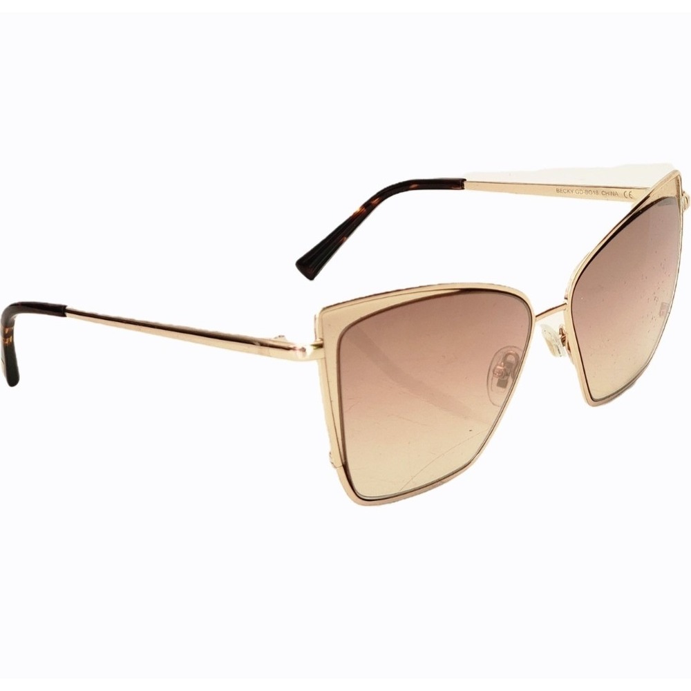 DIFF Eyewear Becky Goldโ Cat Eye Sunglasses Gradient Brown Lens GD-BG18